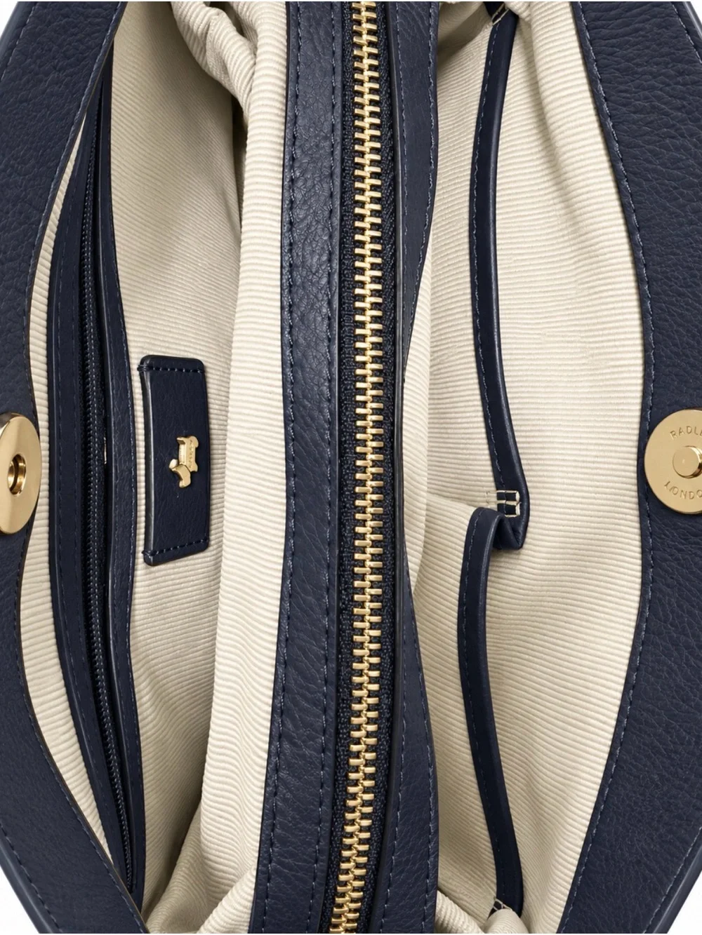 RADLEY LONDON Navy Blue Pebbled Leather Satchel